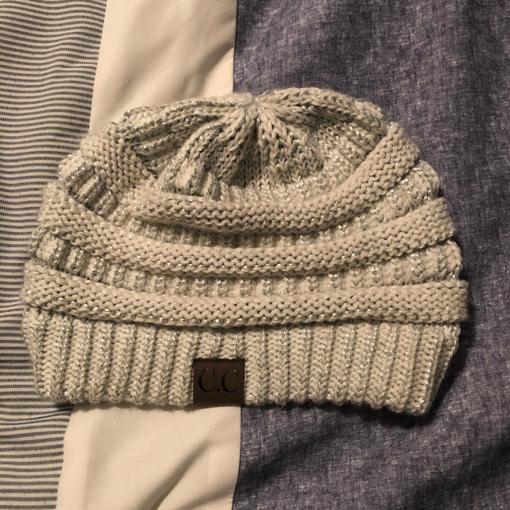 CC silver shimmer beanie